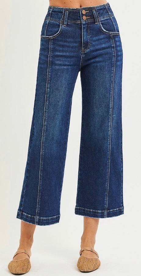 Dark Wide Cropped Jeans