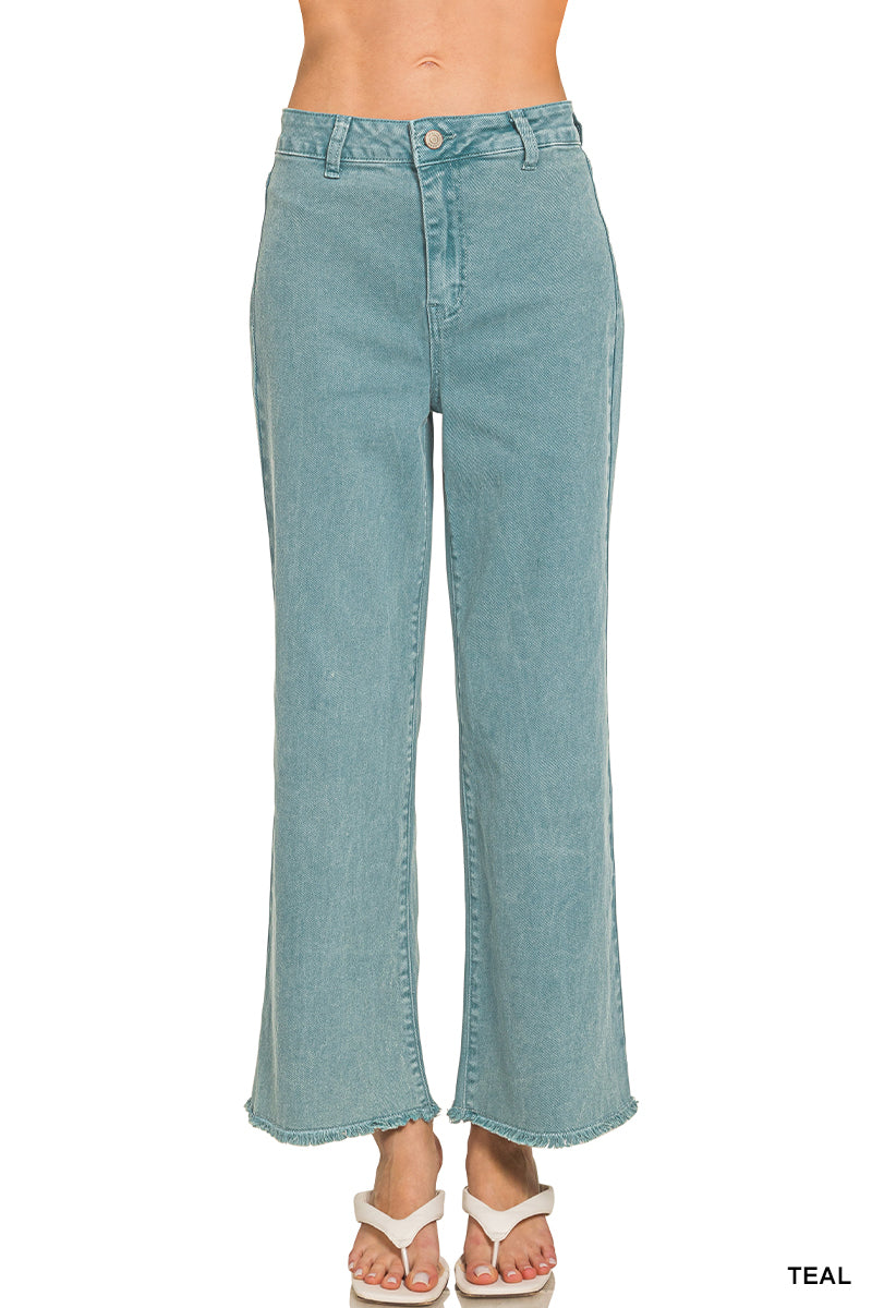 Acid Wash Frayed Jeans