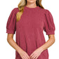 Ribbed Puff Sleeve Top