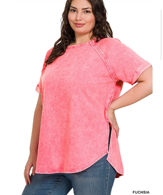 Acid Wash Pullover Top