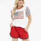 White Sequin Flag USA Americana Top