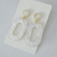 White Oval Earrings