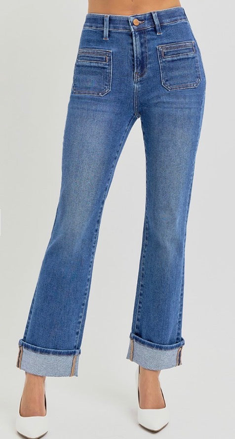 Ankle Slim Front Pocket Straight Jeans
