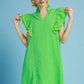 Green Flutter Sleeve Mini Dress