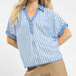 Stripe Collared Oversized Top