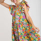 Flutter Sleeve Floral Dress