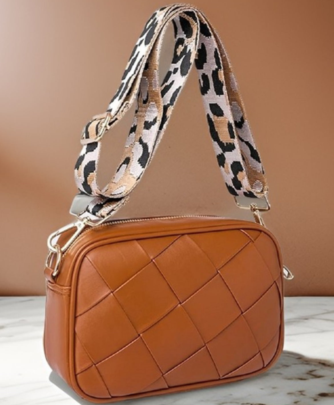 Leopard Strap Crossbody Bag