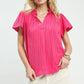 Pink Flutter Sleeve Blouse