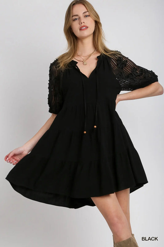 Black Ruffled Tiered Dress