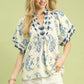 Boho Print Top with Lace Trim