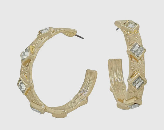 Gold Diamond Crystal Earrings