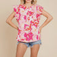 Floral Ruffle Sleeve Top