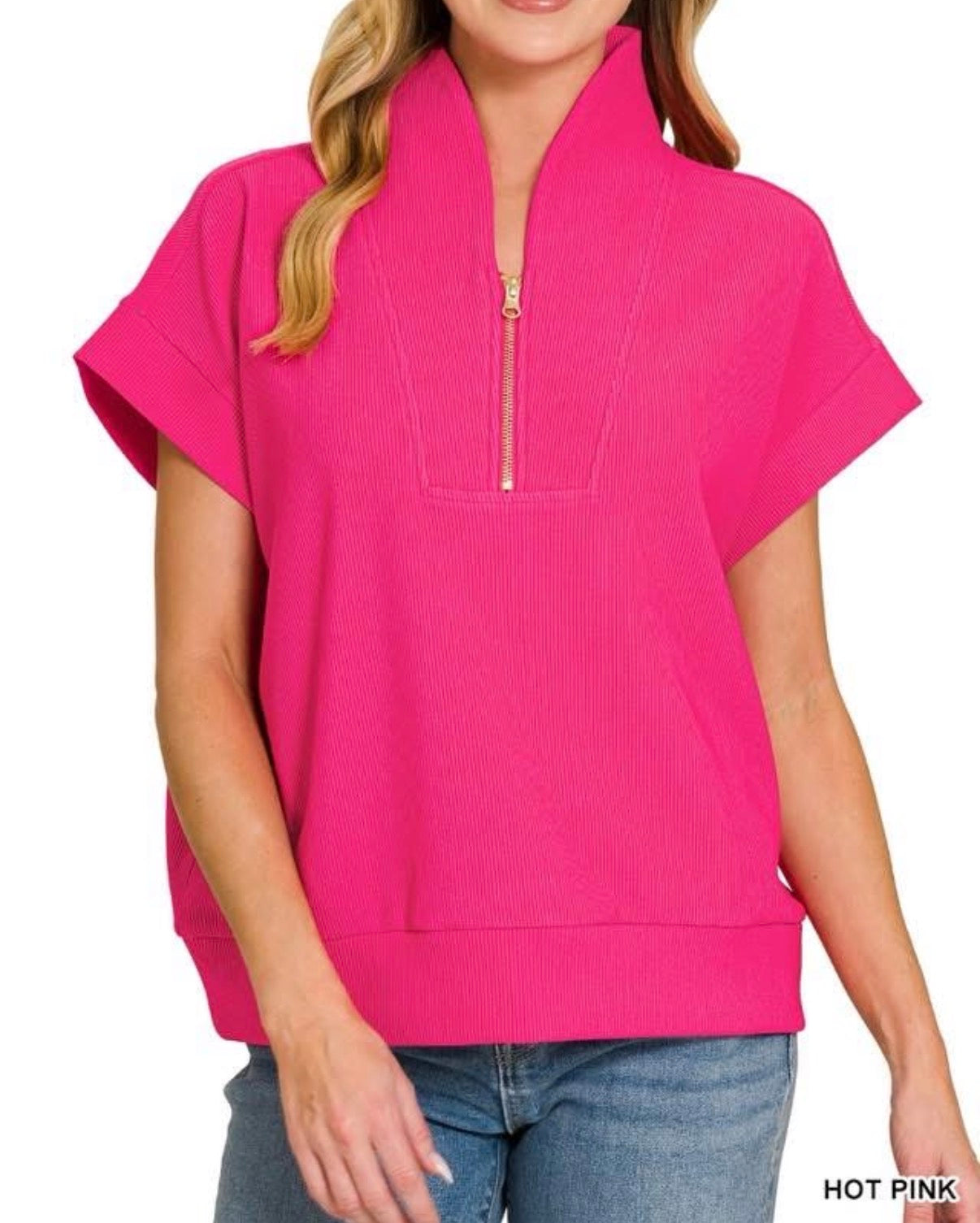 Quarter Zip Ribbed Top