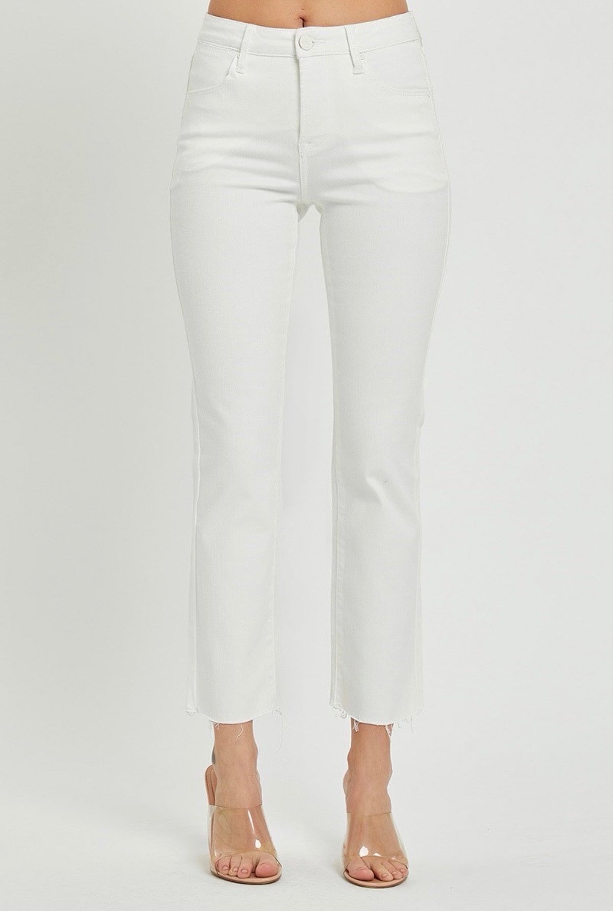 White Raw Hem Jeans