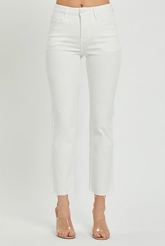 White Raw Hem Jeans