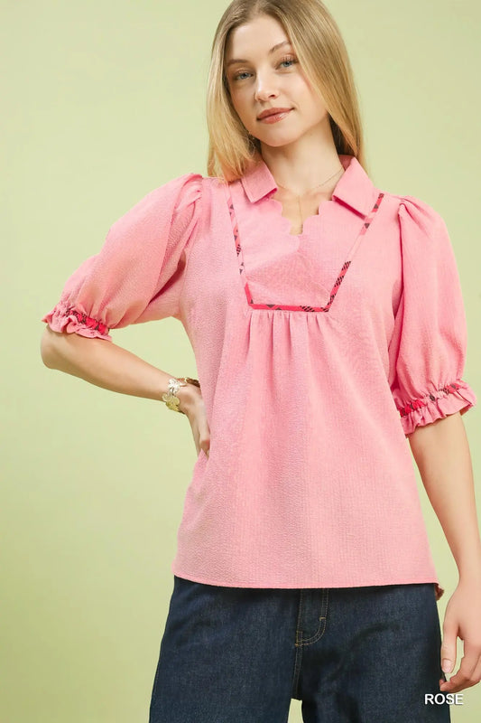 Rose Scalloped Trim Top