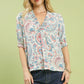 Smocked V-Neck Paisley Top