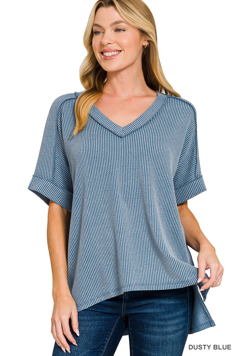 Ribbed V-neck Top