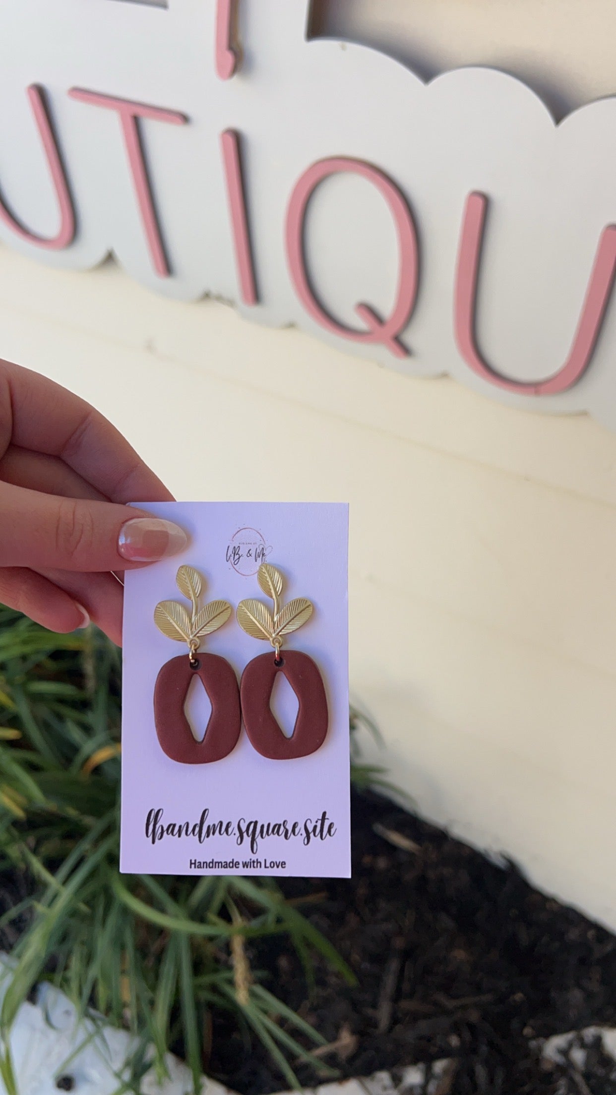 Maroon and Gold Lead Earrings