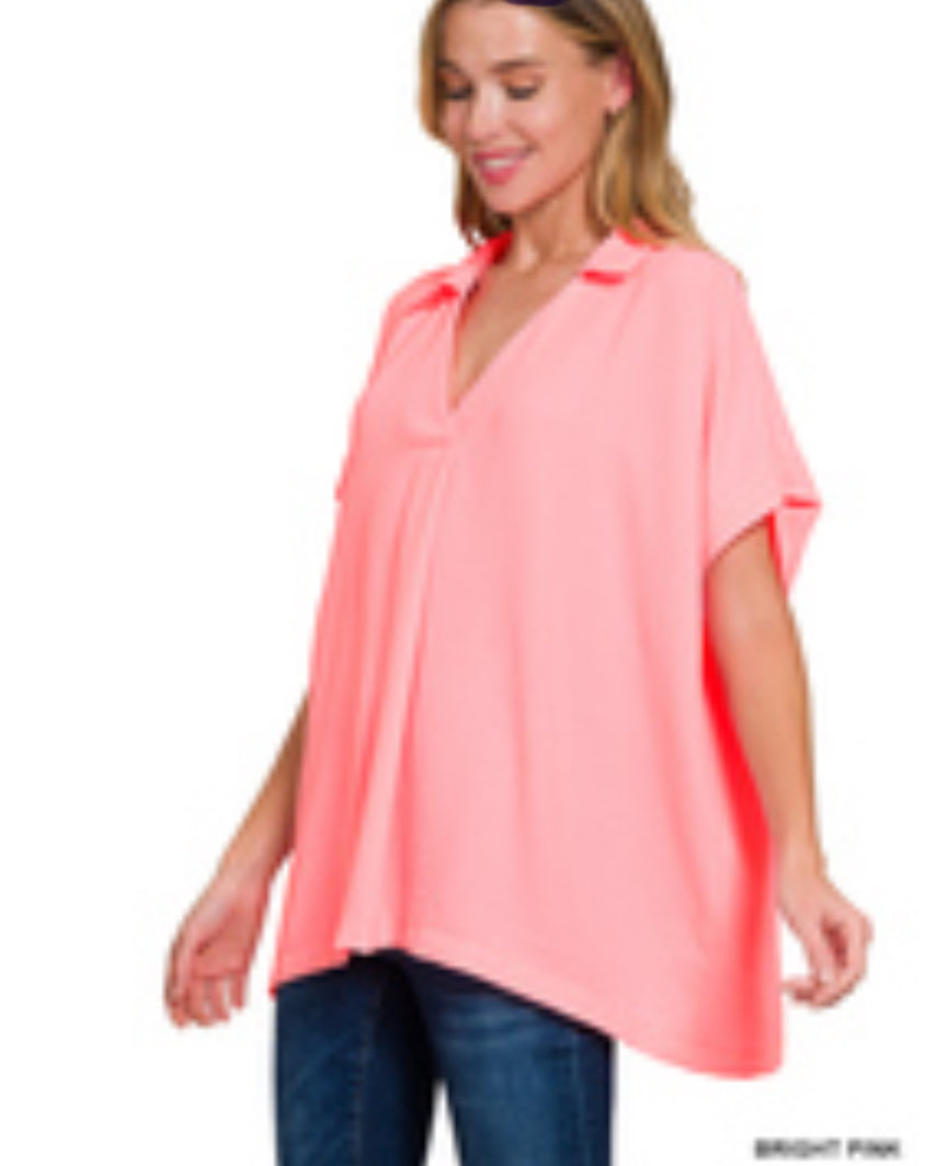 Lavender Collar Woven Top