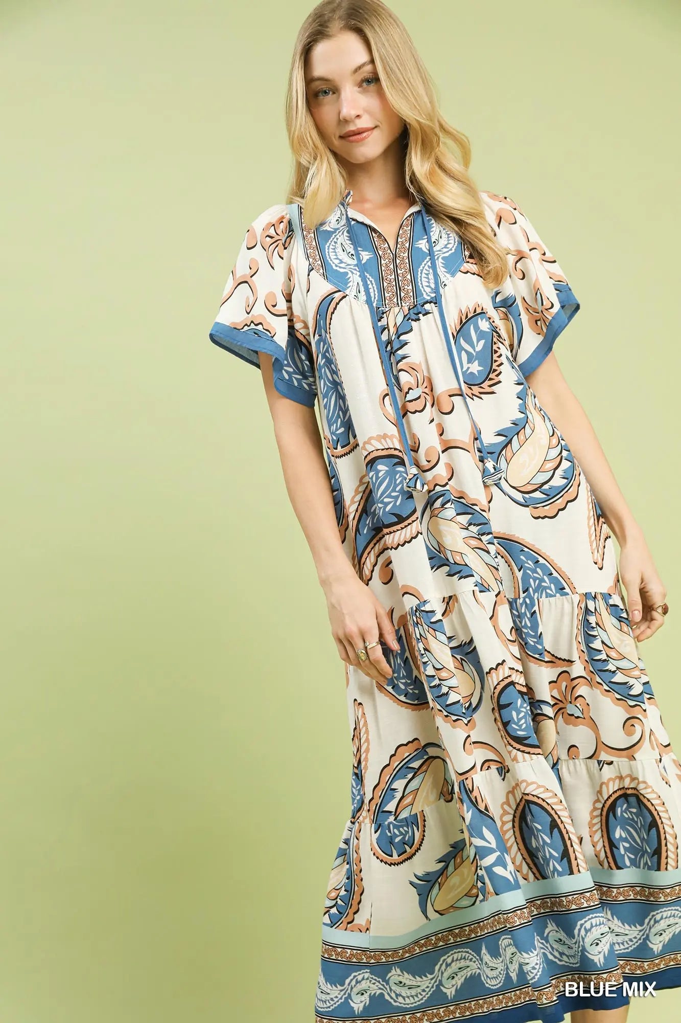 Mix Paisley Print Dress
