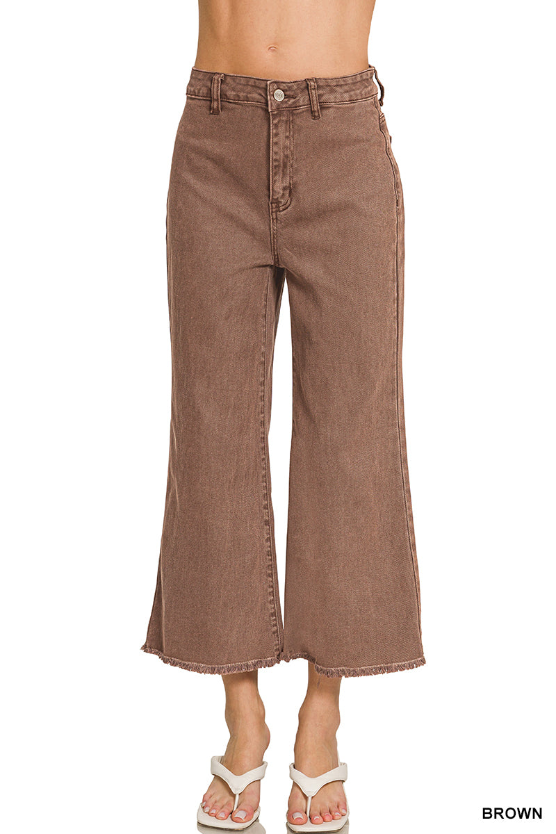Acid Wash High Waisted Frayed Hem Jeans