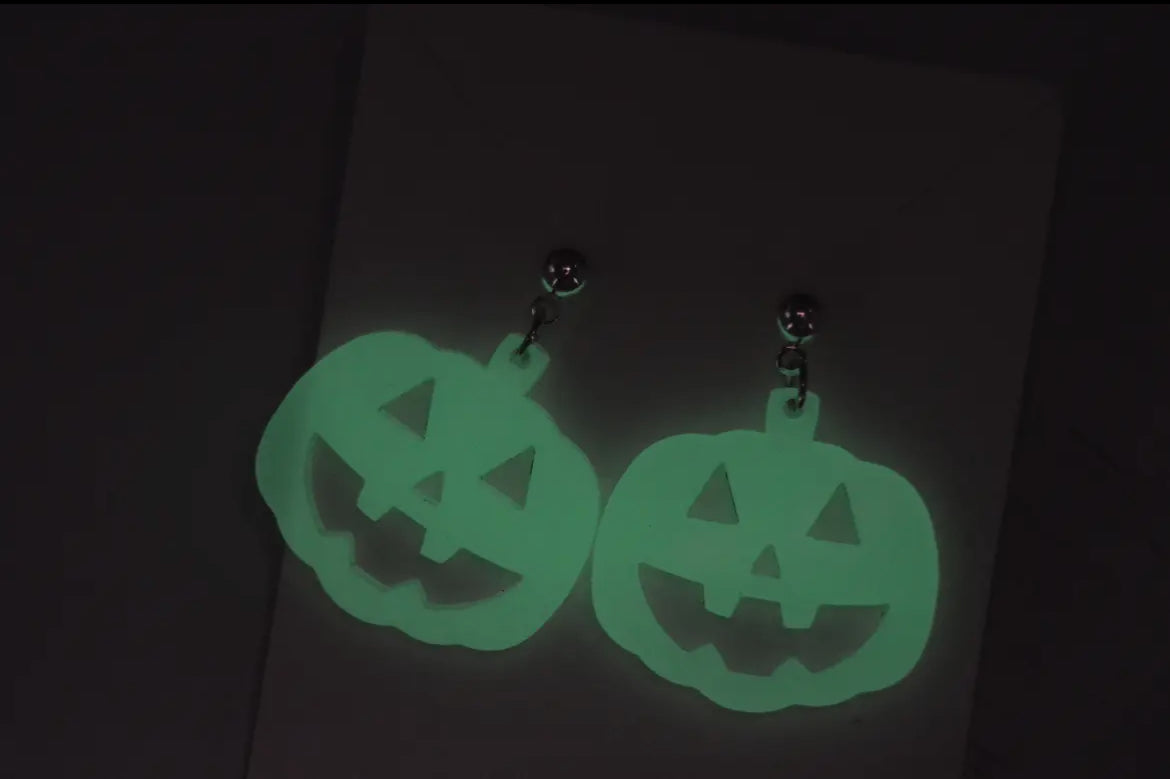 Glow In the Dark Pumpkin Earrings