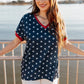 Blue & White Stars V Neck Top