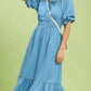 Ruffle V-Neck Midi Dress