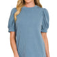 Ribbed Puff Sleeve Top