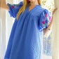 Blue Puff Sleeve Dress