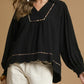 Leopard Trim Long Sleeve Top