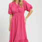 Ruffle V-Neck Midi Dress