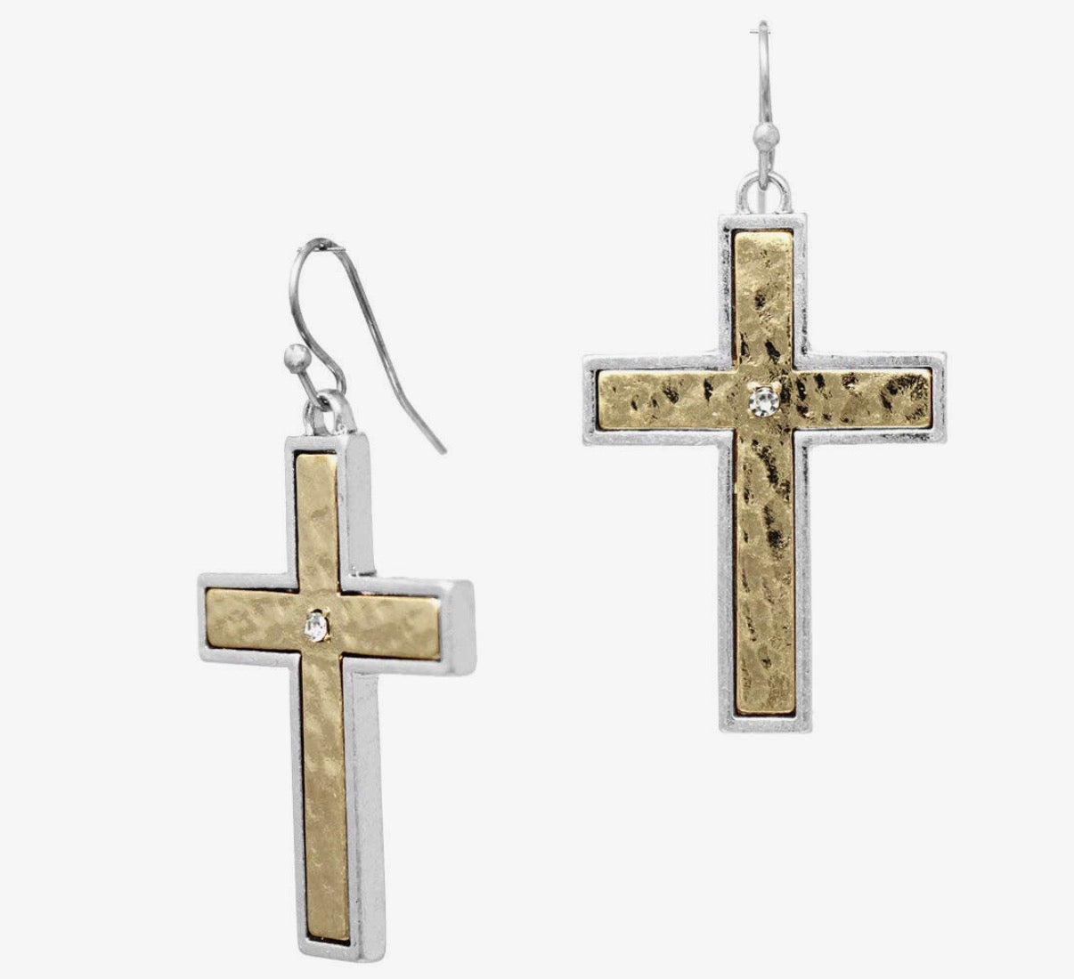 Gold & Silver Cross Earrings