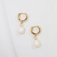 Gold & White Tear Drop Earrings