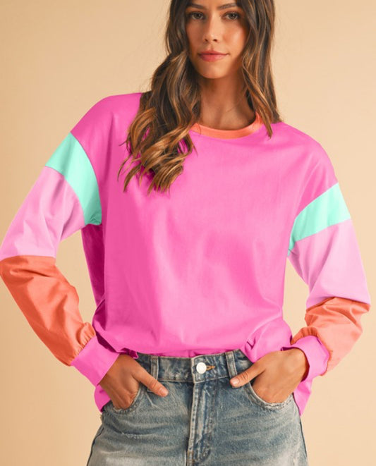 Color Block Long Sleeve Top