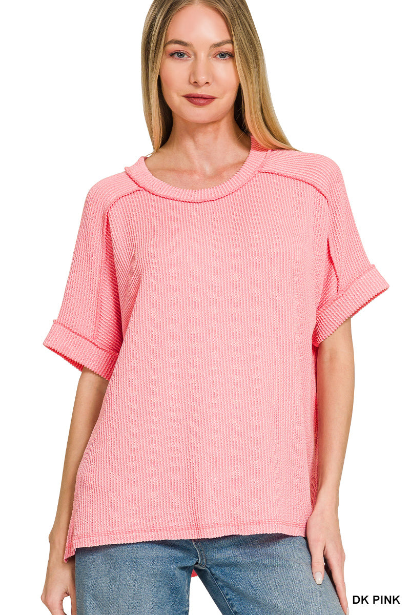 Ribbed Short Sleeve Top