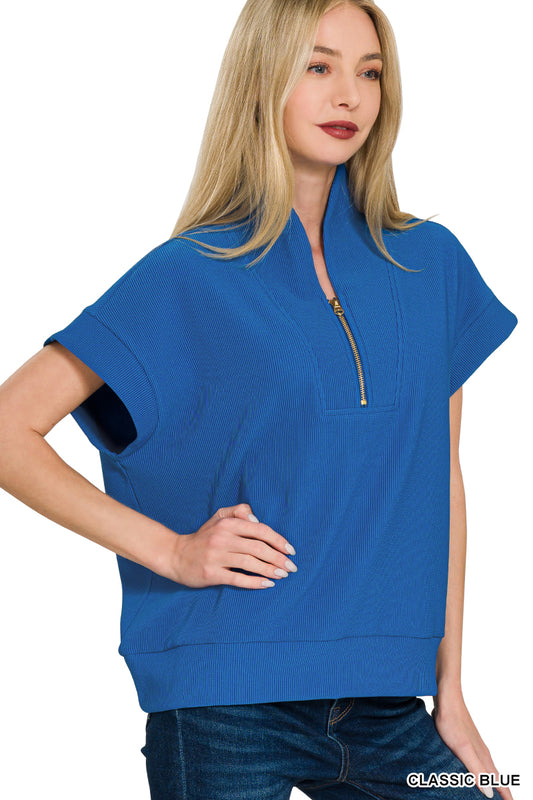 Ribbed Quarter Zip Top