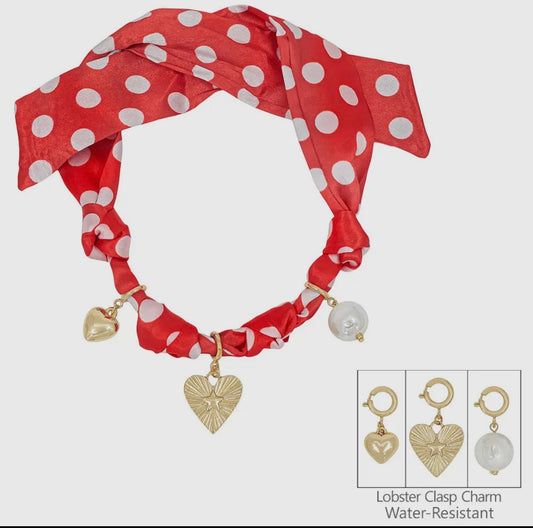 Red Polka Dot Scarf Necklace