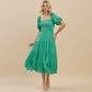 Green Smocked Midi Dress