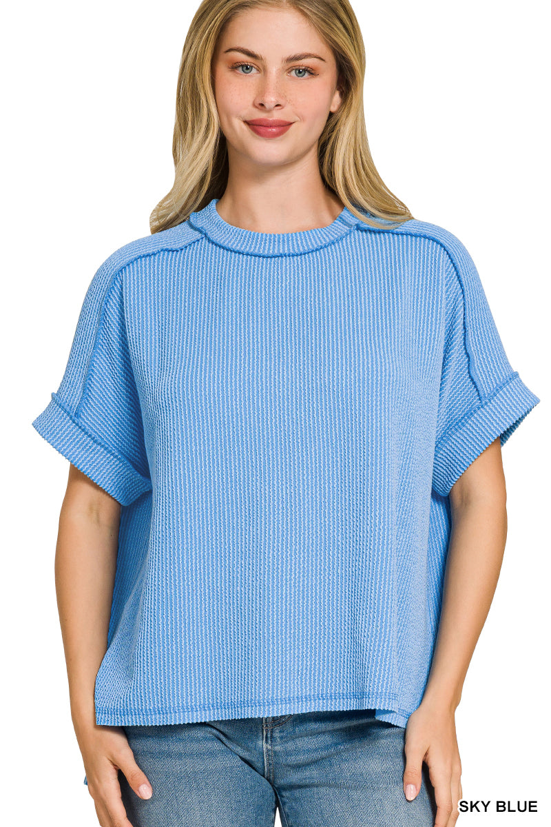 Ribbed Round Neck Top