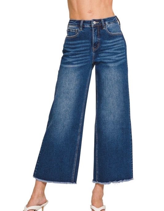Dark Wash Frayed Jeans