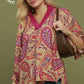 Paisley Print Embroidered Boho Blouse