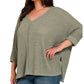 Waffle Knit 3/4 Sleeve Top