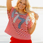 Stripe Short Sleeve Top USA 1776