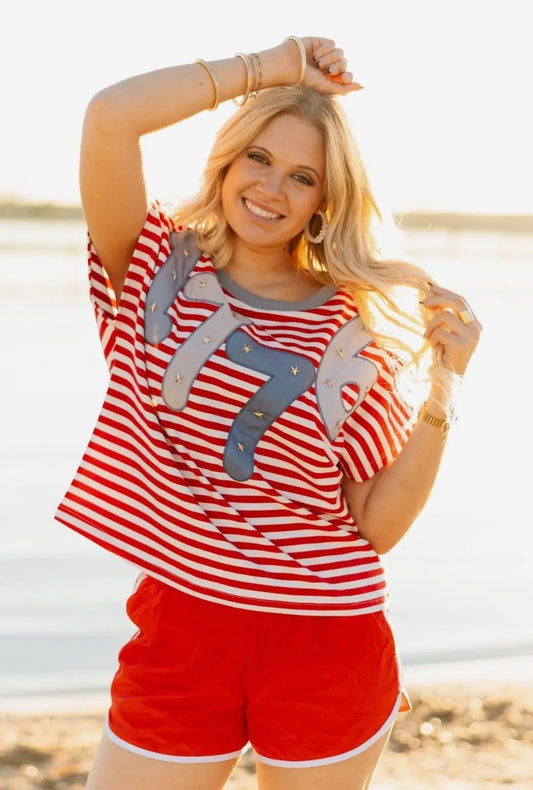 Stripe Short Sleeve Top USA 1776