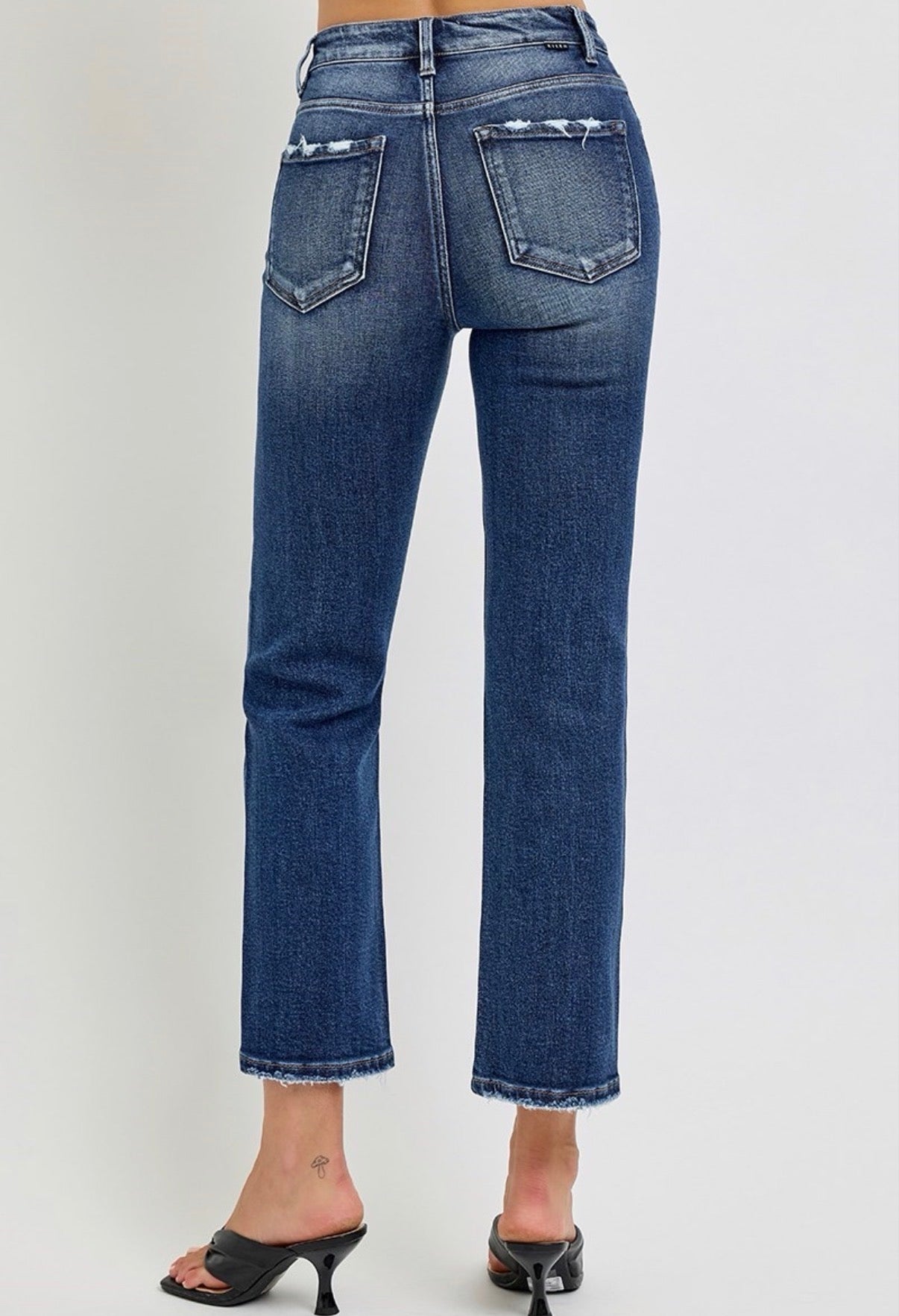 Dark High Rise Cropped Jeans