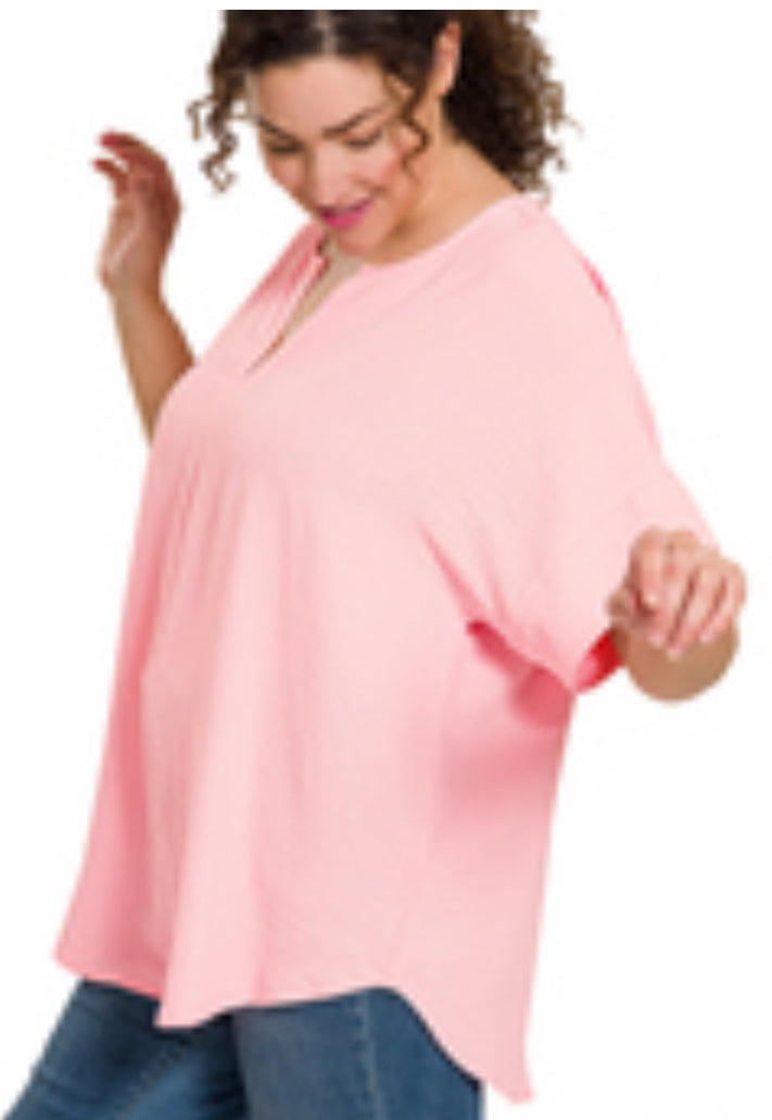 Mauve Open Neck Woven Top