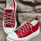 Red Bling Lace Up Sneakers