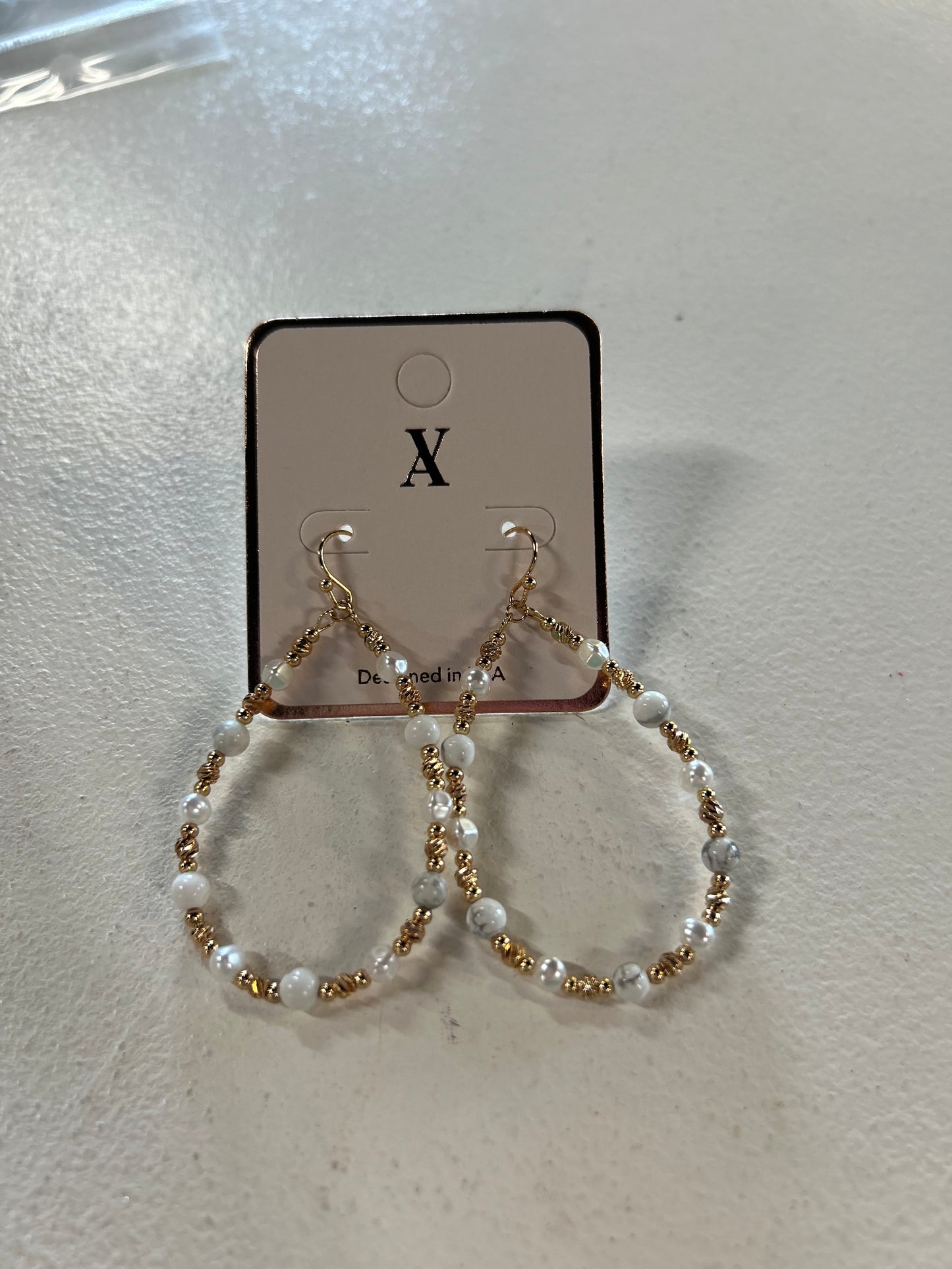 White Beaded Earrings